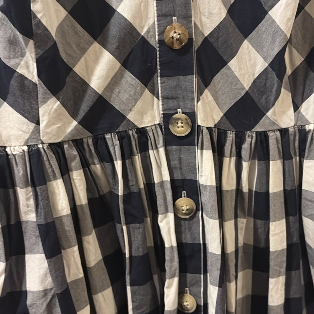 J. Crew Navy and White Checkered dress - 100% cotton - size 10 - pockets - Picture 5 of 6